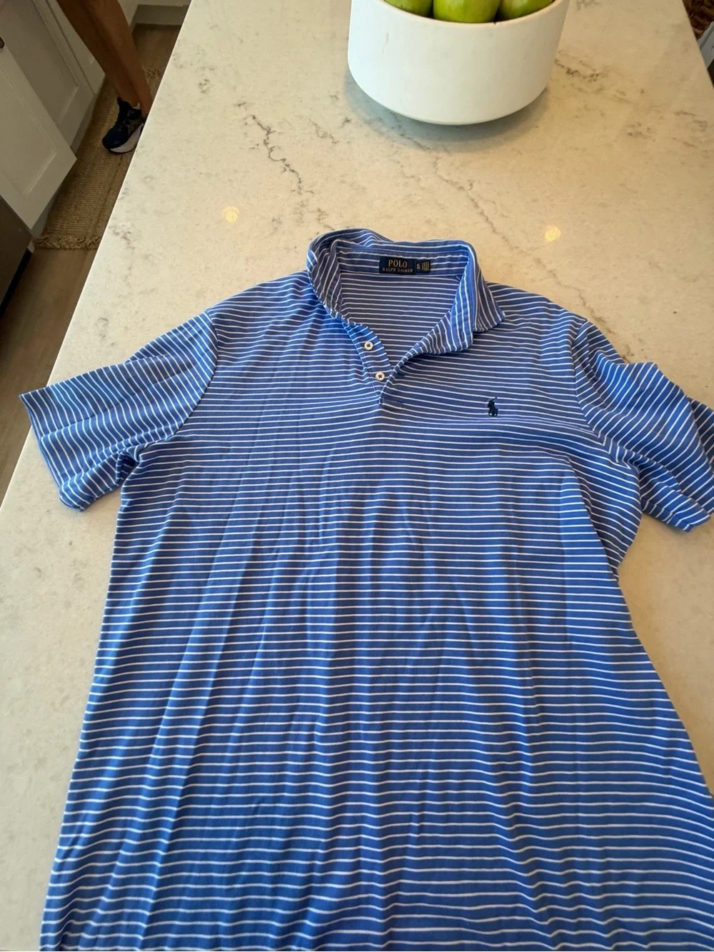 RALPH LAUREN GOLF POLO!Classic Blue Striped Polo Shirt - Men! XL